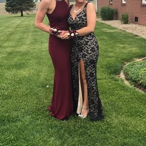 Black lace prom dress